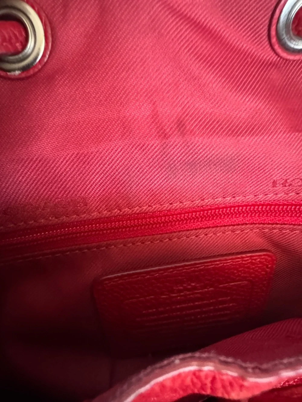 Coach Red Pebbled Leather Mini Turnlock Rucksack - Picture 12 of 12